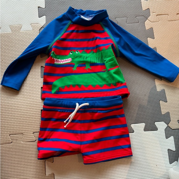 Mini Boden Baby Boys Kids Bathing Suit Swimsuit Fun Rash Vest Set 0-3 m months - Picture 4 of 5